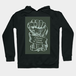 Chronic Illness Strong Fist green Hoodie